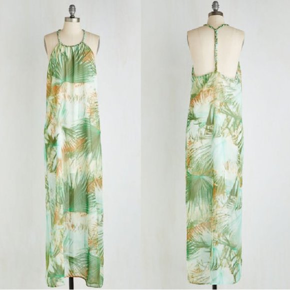 Pink Martini tropical palm tree print maxi dress - Picture 1 of 2